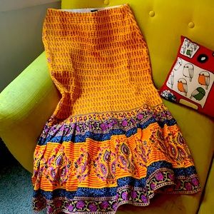 JCrew smocked color block skirt